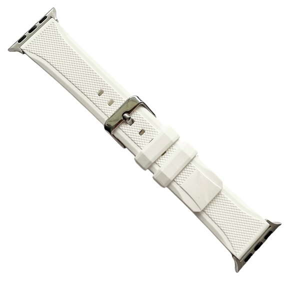 NEW WHITE Silicone Band w/ Buckle Apple Watch 38/40/41mm M/L - Picture 2 of 7